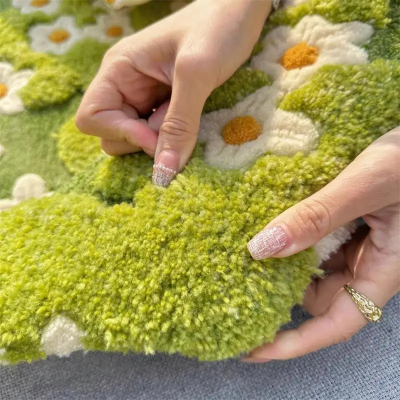 Garden Handmade Acrylic Tufted Round Carpet For Living Room Home Fresh Flowers Rugs For Bedroom Soft Sofa Coffee Table Floor Mat