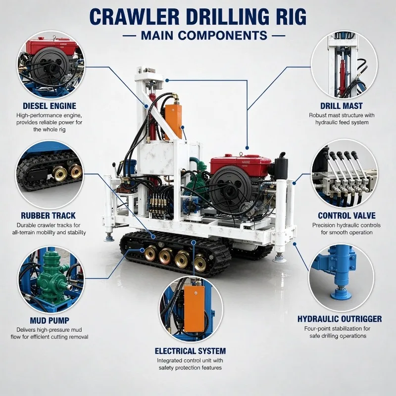 Diesel Engine Water Well Drilling Rig 120m Depth Rotary Borehole Drilling Machine with Full Auto Thread for Easy Use