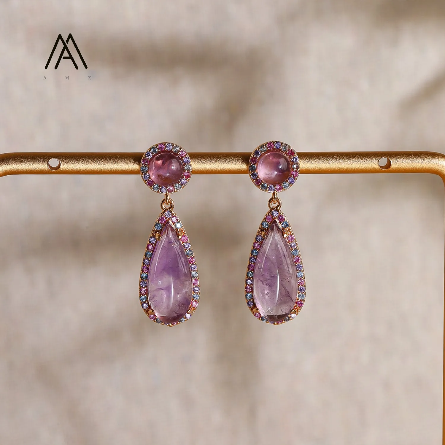 Natural Stone Pear Drop Dangle Earrings Charming Ear Accessories for Women Gorgeous Wedding Party Statement Jewelry Gift