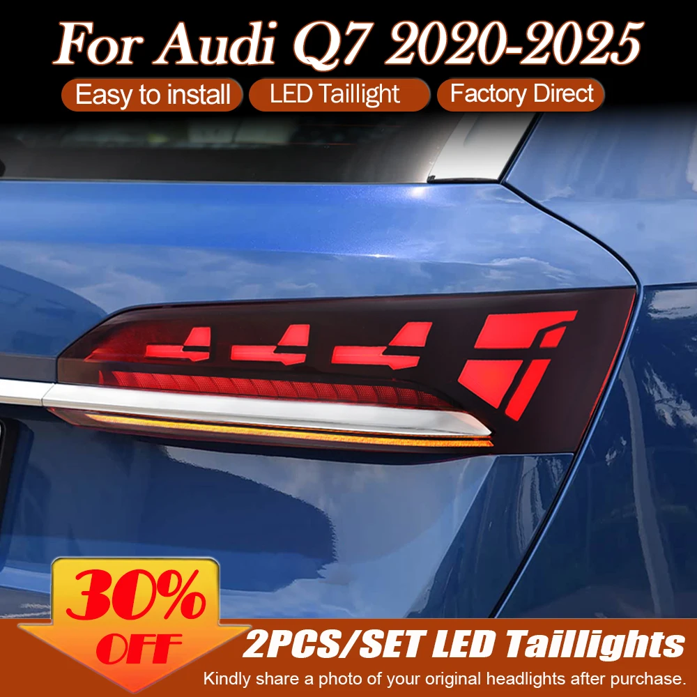 

Car Tail Lights For Audi Q7 2020 2021 2022 2023 2024 2025 Full LED TailLamps Brake Reverse Dynamic Turn Signal Lamps Assembly