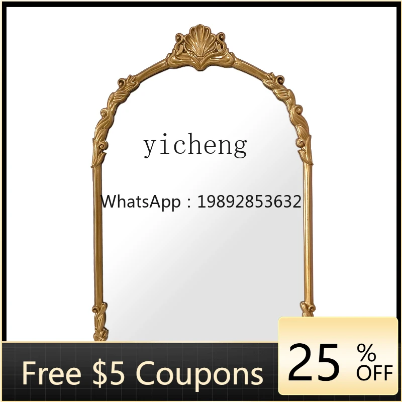 1ZC European retro porch carved decorative mirror princess bedroom dresser mirror wall hanging mirror