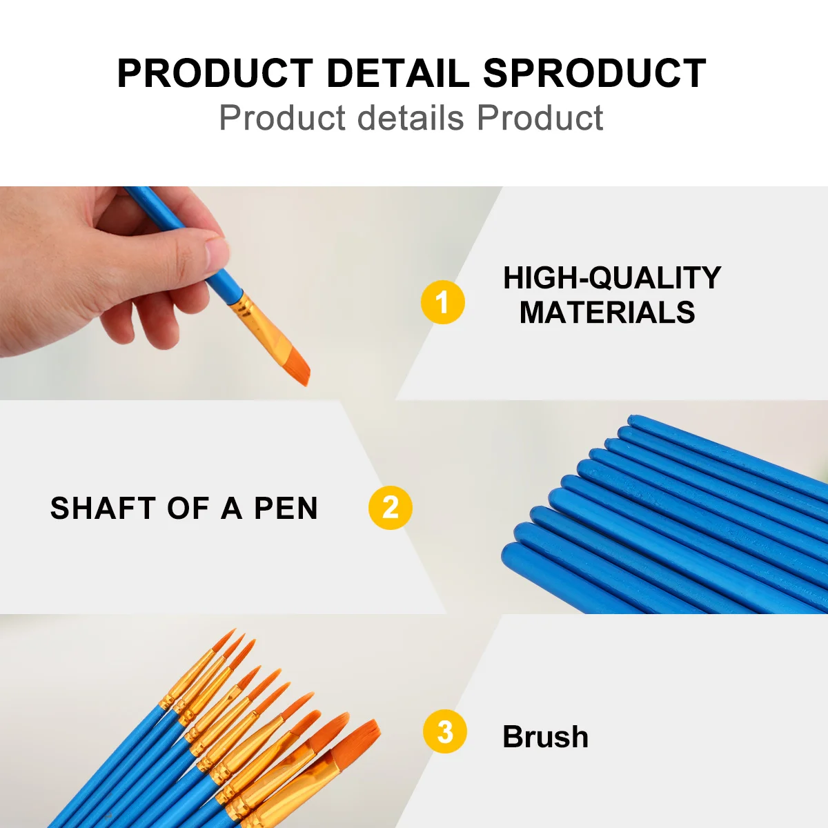 

10 Pcs Paint Brush Set Watercolor DIY Graffiti Pens Painting Tools Blue for