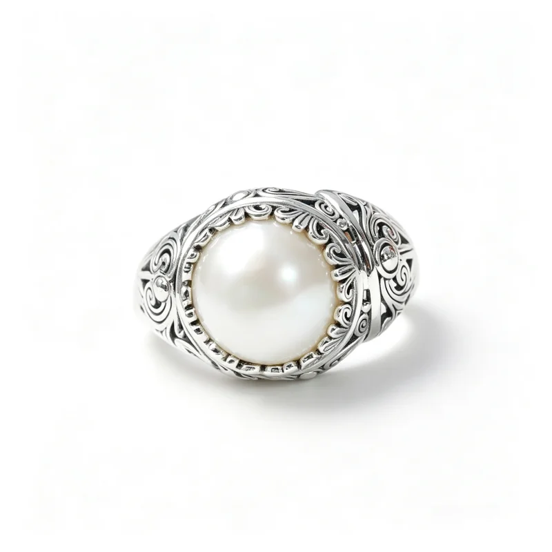 Inlaid Natural Mabe Pearl Adjustable Rings Trendy Combines Vintage Elements with Design 925 Sterling Silver Rings Jewelry Gift