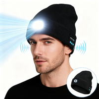Warm LED Beanie Hat Bluetooth 5.4 Wireless Stereo Headset USB Rechargeable Adjustment 3 Gear Dimming LED Light Warm Music Hat