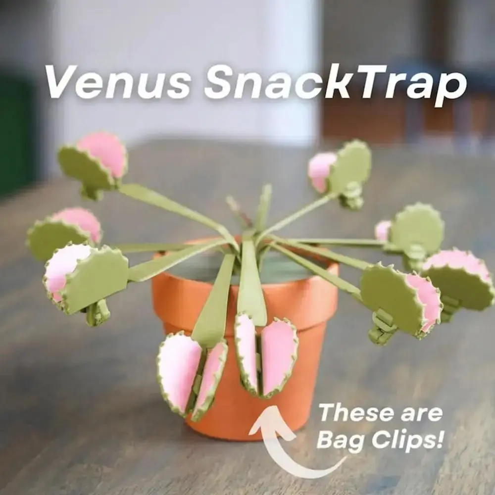 

3D Printed Venus Flytrap Plant Snack Clips Tightly Seals Potted Plant Design Potato Chip Bag Clamp Keep Food Fresh