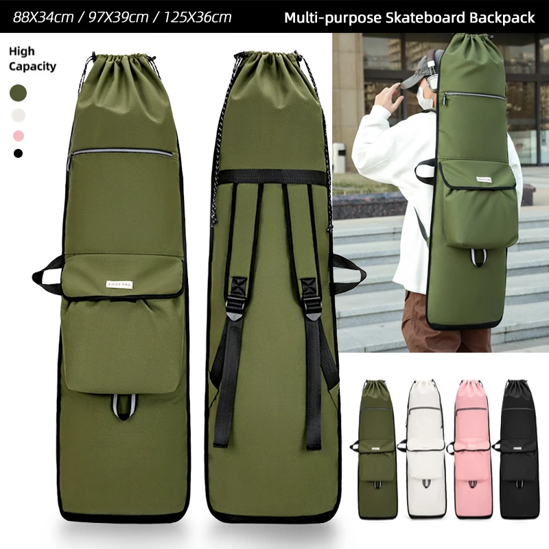 

Oversized Skateboard Backpack Longboard Carry Bag Canvas Shoulder Sack for Helmet Pads Surfskate Cruiser Dancing Board Outdoor