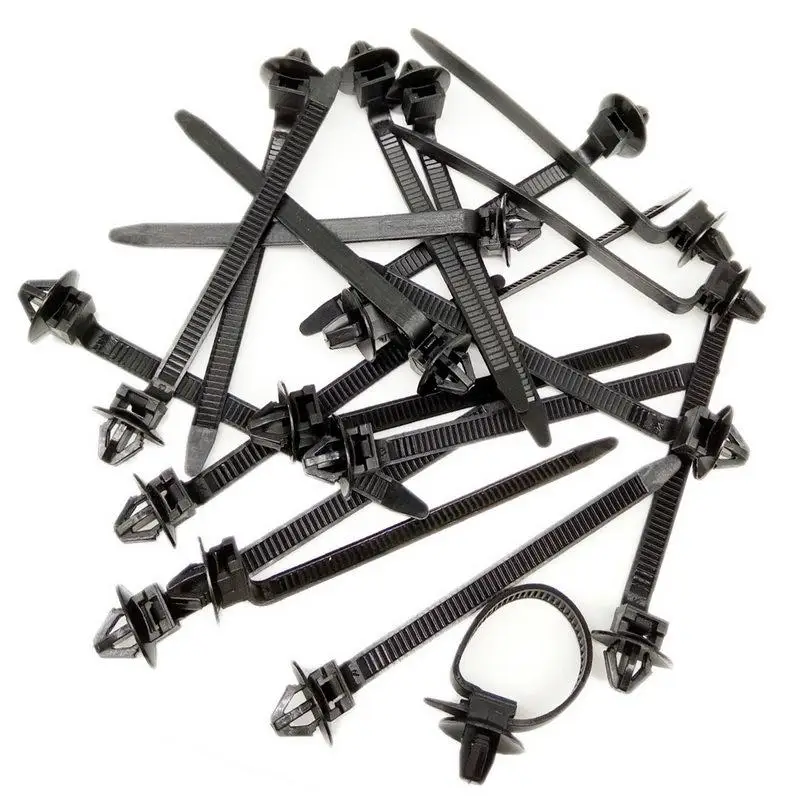 10/20PCS Car Nylon Black  Push Mount Wire Harness Fastener Cable Clamp Clips Ties Management Car Wire Organizers