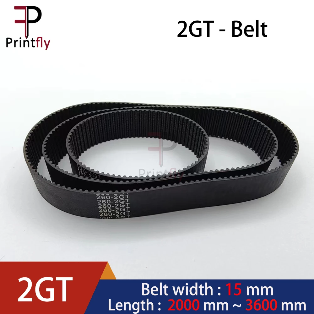 

Printfly 2GT 2M GT2 Timing belt Pitch length 2000/2220/2270/2500/3000/3230/3600MM Width 15mm Rubber closed