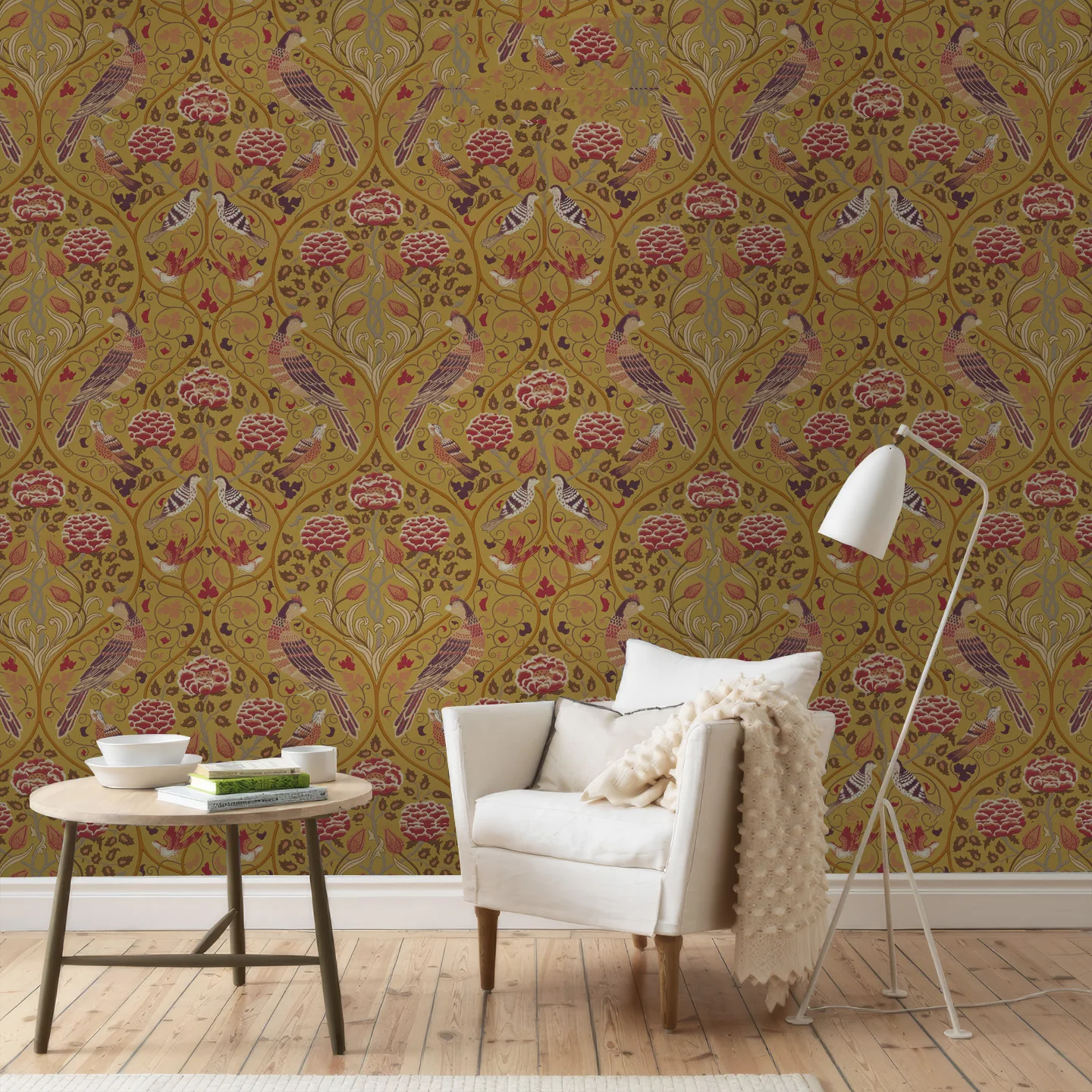 French flower and bird wallpaper 8d three-dimensional background wall cloth living room interior decoration wallpaper