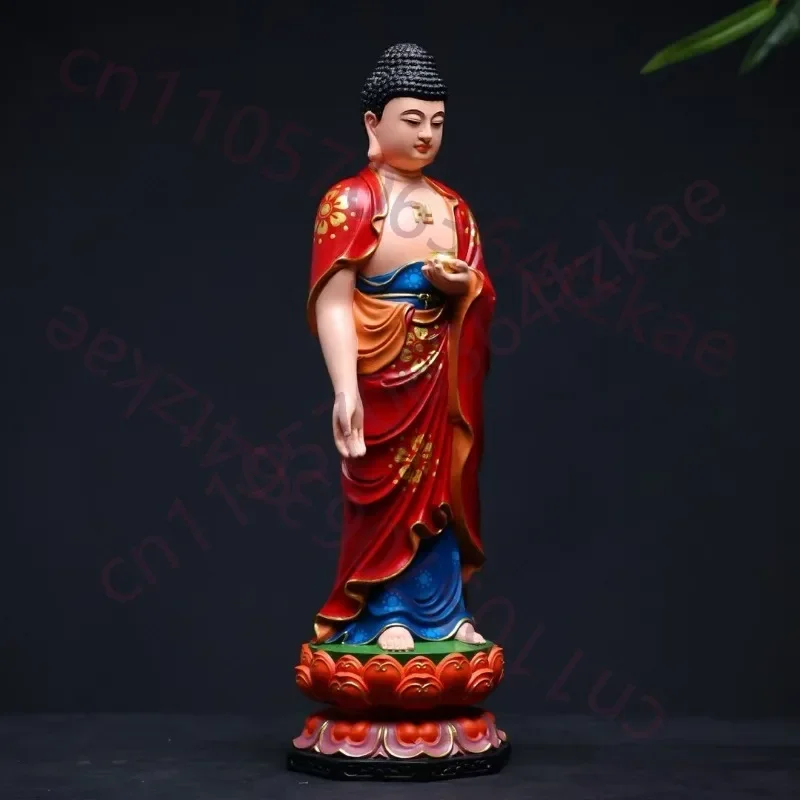 Hand-Carved Boxwood Amitabha Buddha Statue - 11.8