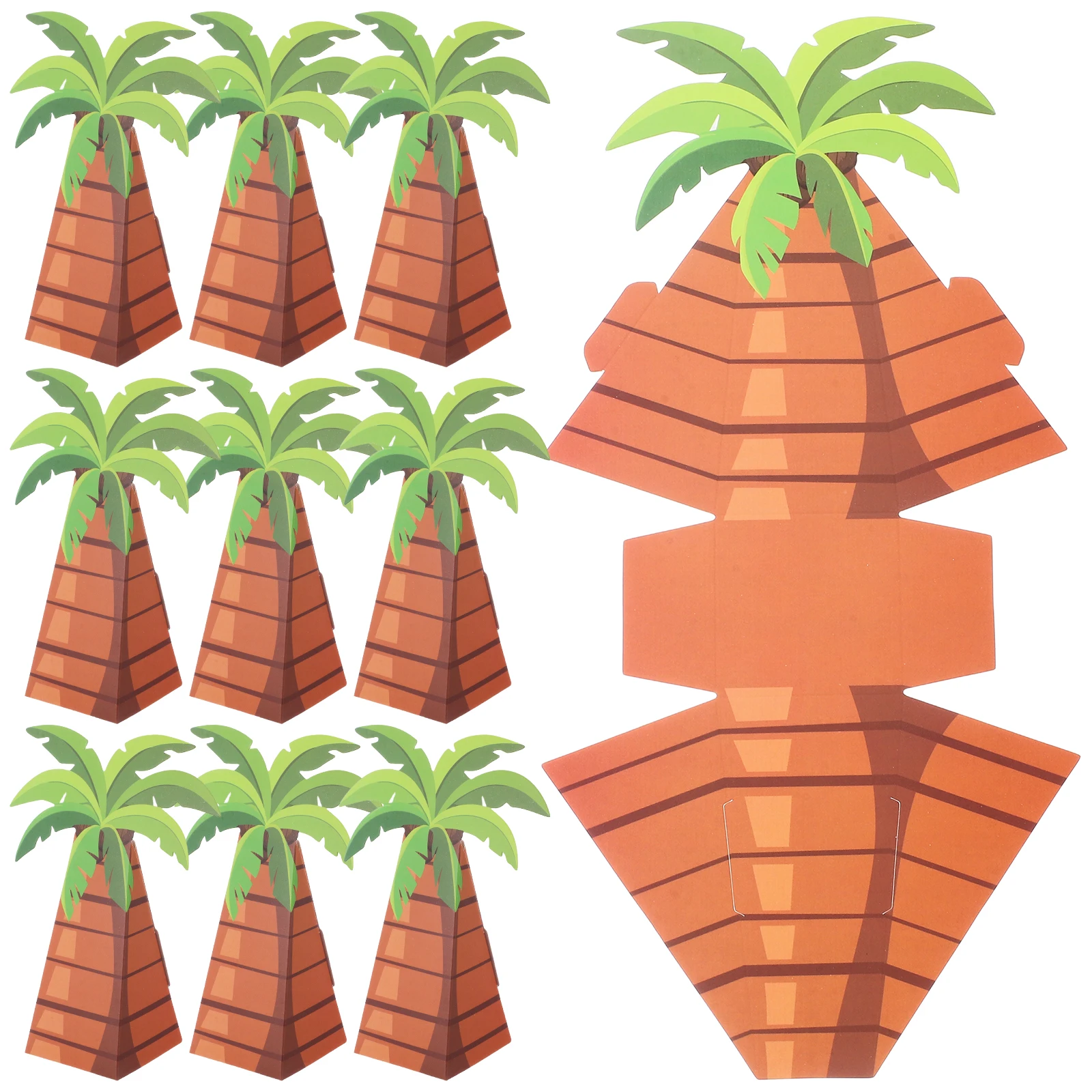 

10pcs Palm Tree Candy Boxes Party Favors Hawaiian Decorations Summer Themed Packaging Case Coconut Shaped Paper Holders For