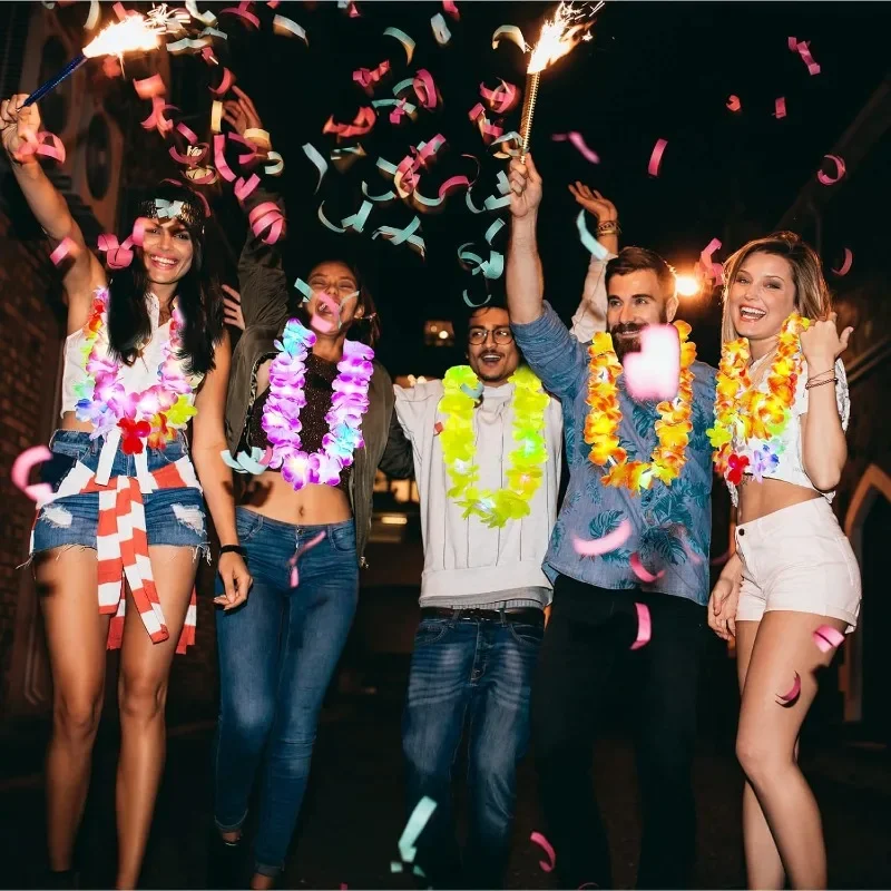 تضيء هاواي ليس مصباح ليد حتى زهرة ليس قلادة Leis للشاطئ الاستوائية الطرف الديكور أكاليل لوازم هدية الزفاف