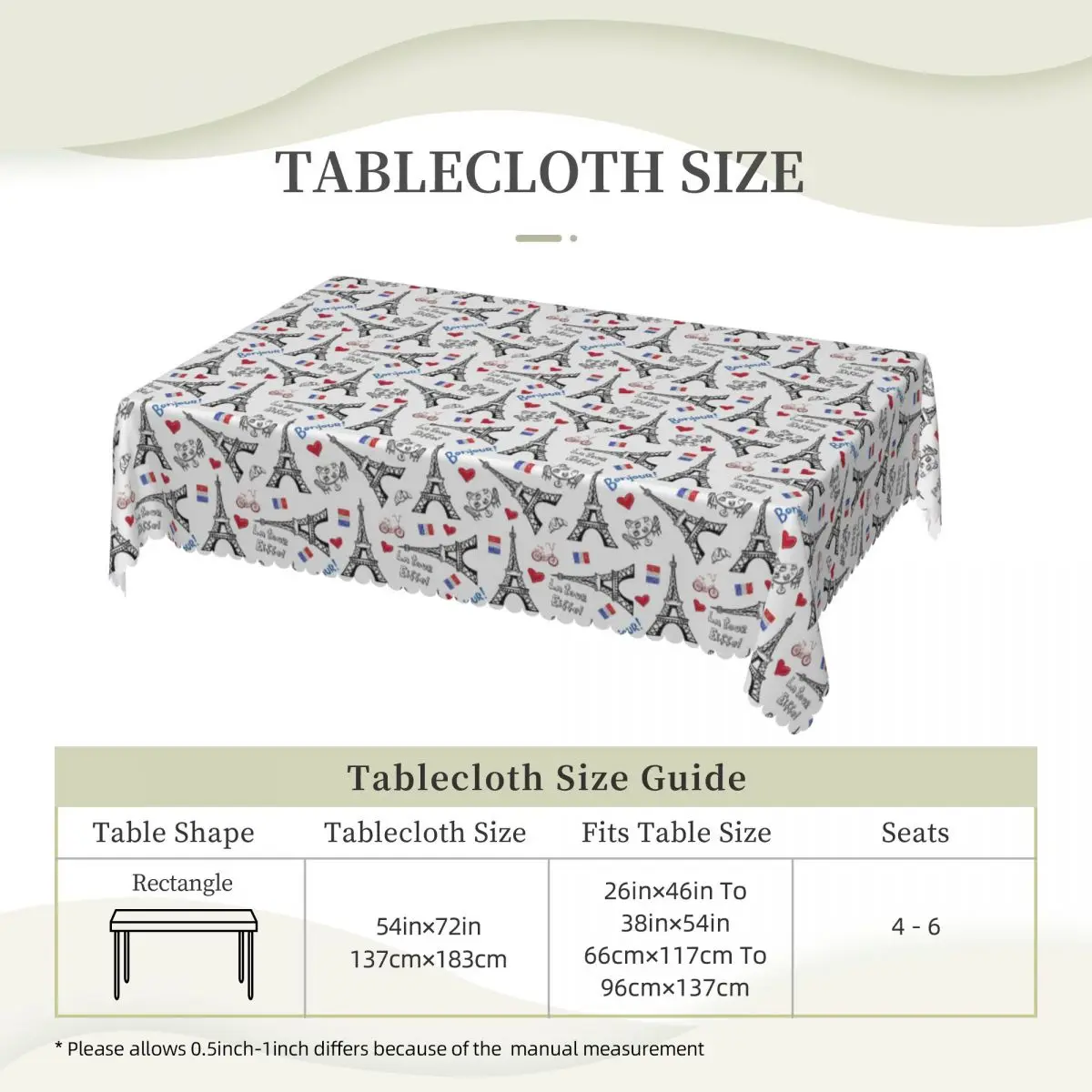 Addicted To Paris France Customized Rectangular Tablecloth Oilproof Table Cover for Festival Party Decorations Table Cloth