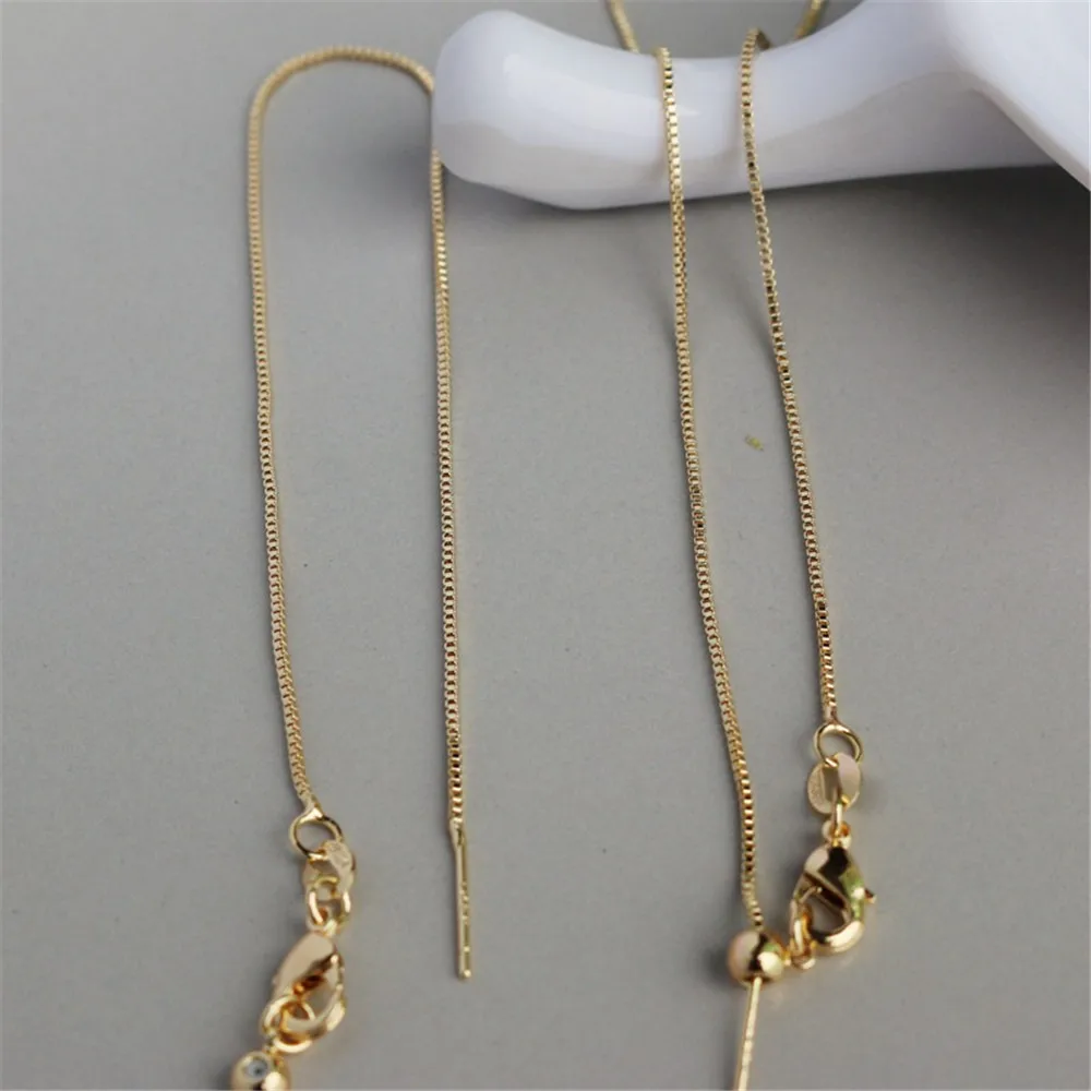 14K Gold Needle Universal Necklace, 46cm Box Chain, 1.0 Thin Chain Adjustment, Telescopic Bracelet, 21cm, DIY