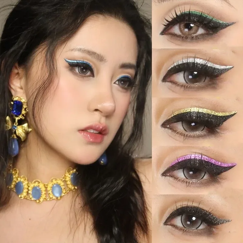 Çift Göz Kapağı Hattı Çıkartmalar Glitter Eyeliner Etiket Seti Yeniden Kullanılabilir Göz Makyajı Kendinden yapışkanlı Etiket Su Geçirmez Makyaj Aksesuarları