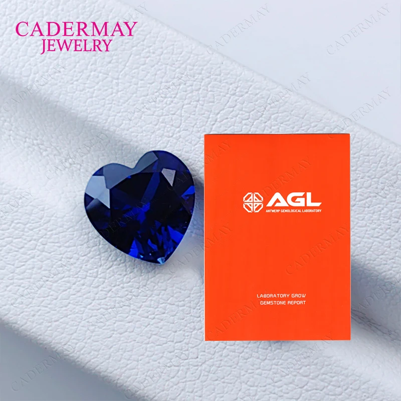 الأزرق الداكن مختبر نمت الياقوت المدخلات 4 مللي متر-14 مللي متر القلب قطع الملكي الأزرق الياقوت الاصطناعية أحجار كريمة مفكوكة لصنع المجوهرات #3
