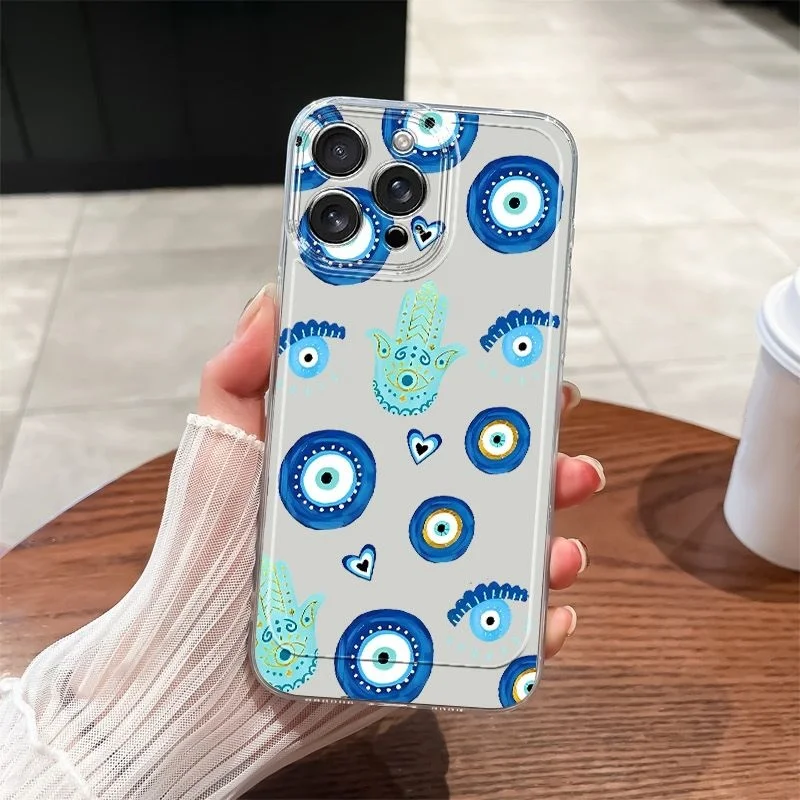 New Design Eye Star Print Phone Case For Samsung S25 Ultra S24 S23 FE S22 S21 S20 A14 A33 A53 A55 Transparent Shockproof Cover