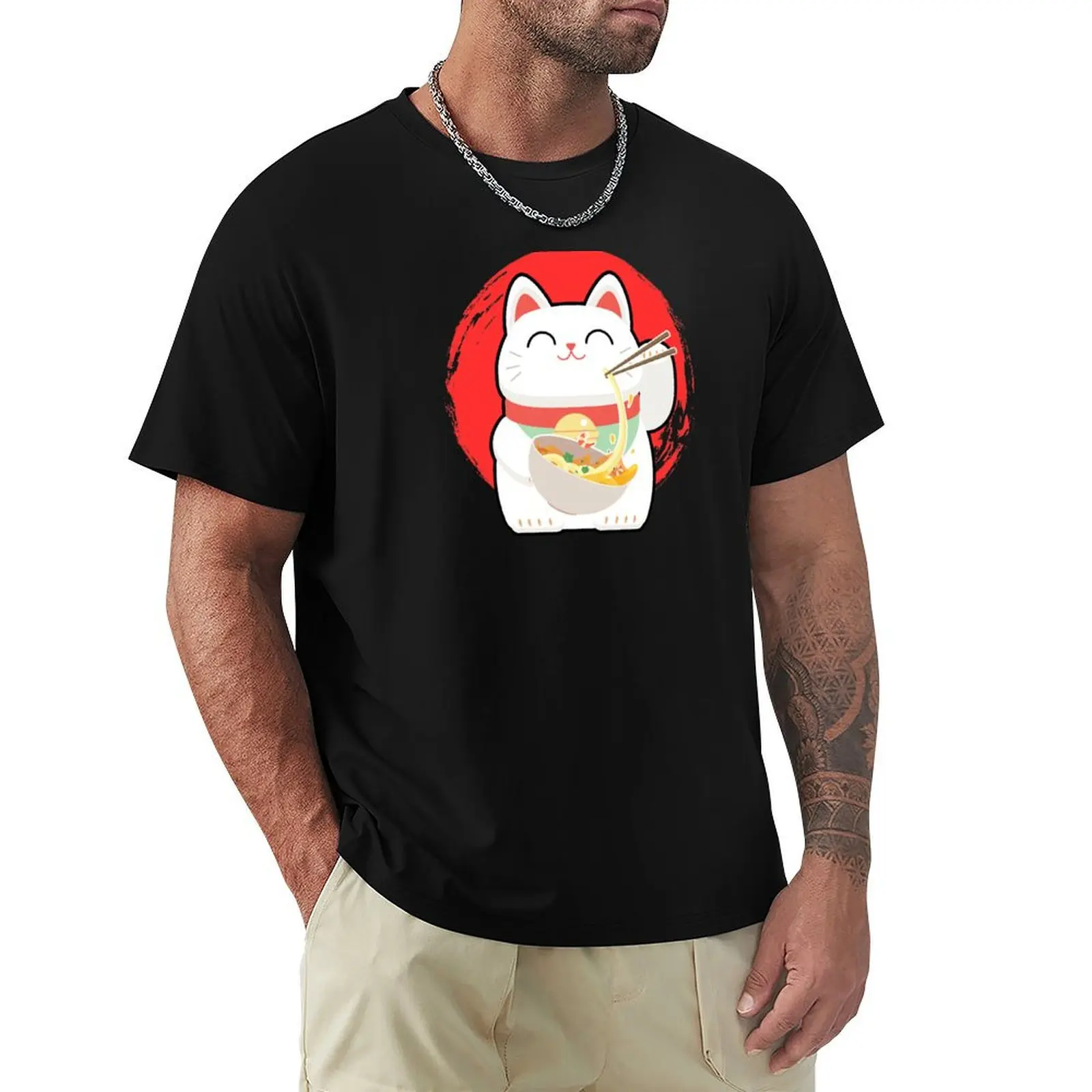 Ramen Noodles Cat T-Shirt Odor Resistant Short Sleeve Top