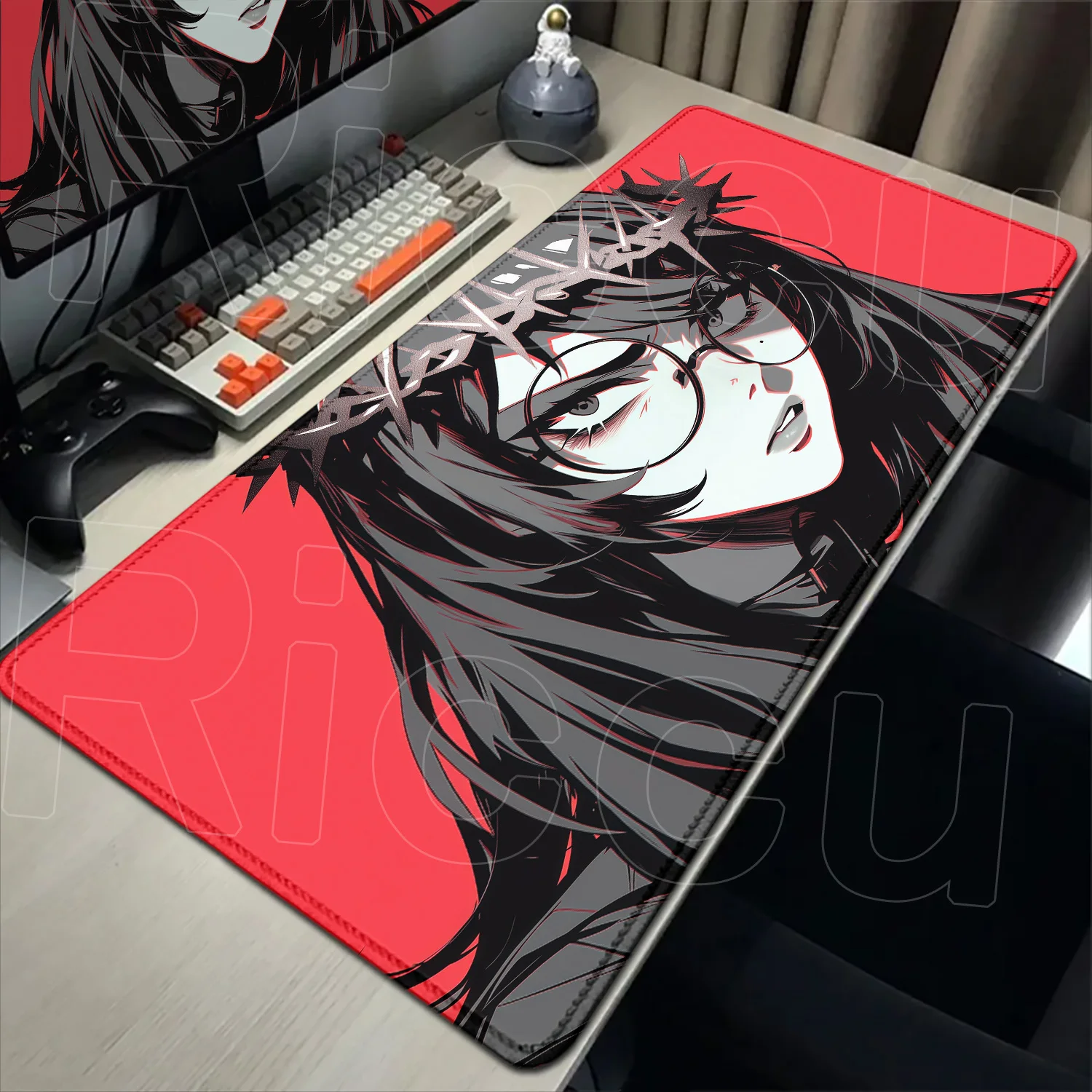 60x30cm XXL Art dopamine colors Smoking girl Comic Mouse Pad Dark Gamer Computer PC Accessories Keyboard Laptop expand Desk Mat