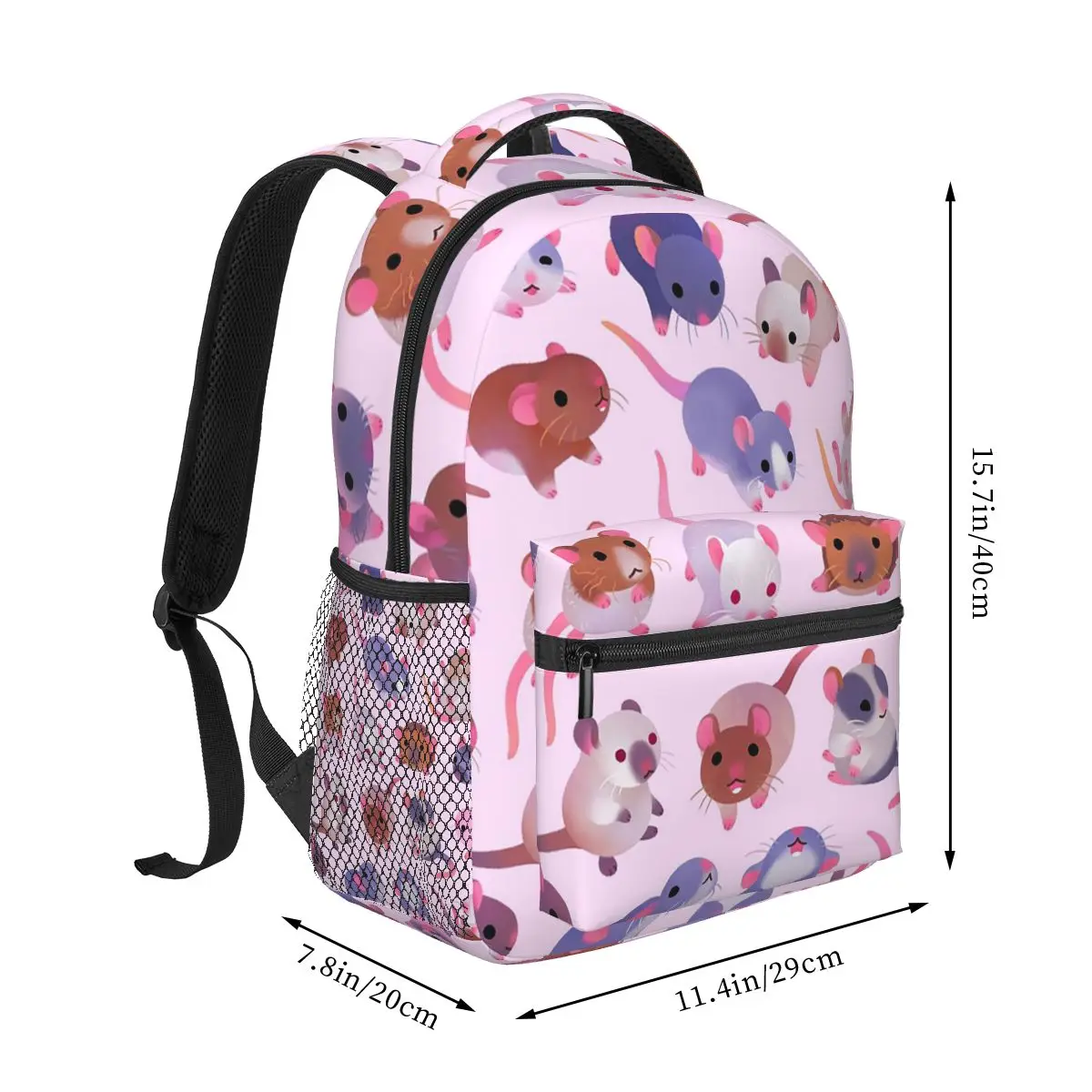 Fancy Rat - Pink Backpack Hot Sale Daypack Large Capacity Children BookBag School Bag Shoulder Bags for Men Women