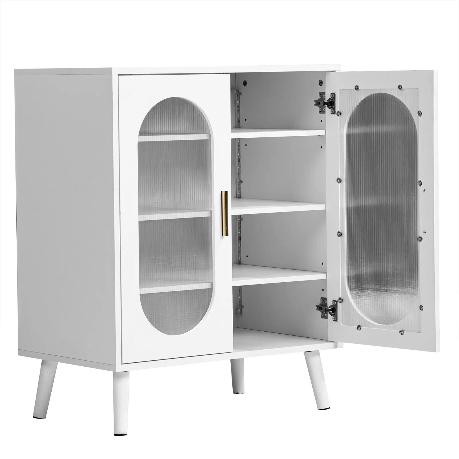 Two-door, polycarbonate sheet shoe cabinet with four internal layers, USB LED strip, and 24 adjustable buttons. Made of particle