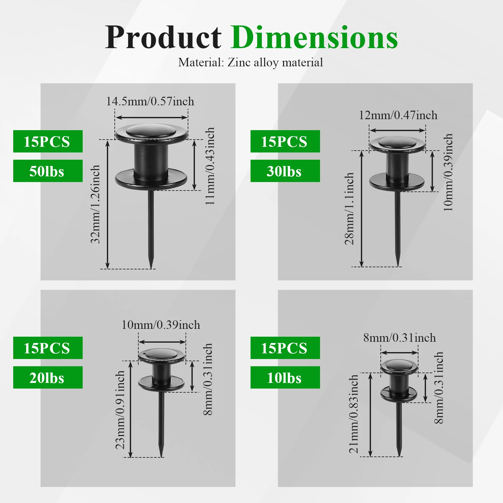Picture Hanging Hooks 10 20 30 50 Lb Double Headed Wall Nails 60 Pcs Drywall Wood Frame Art Hangers Heavy Duty Home Decor Mirror