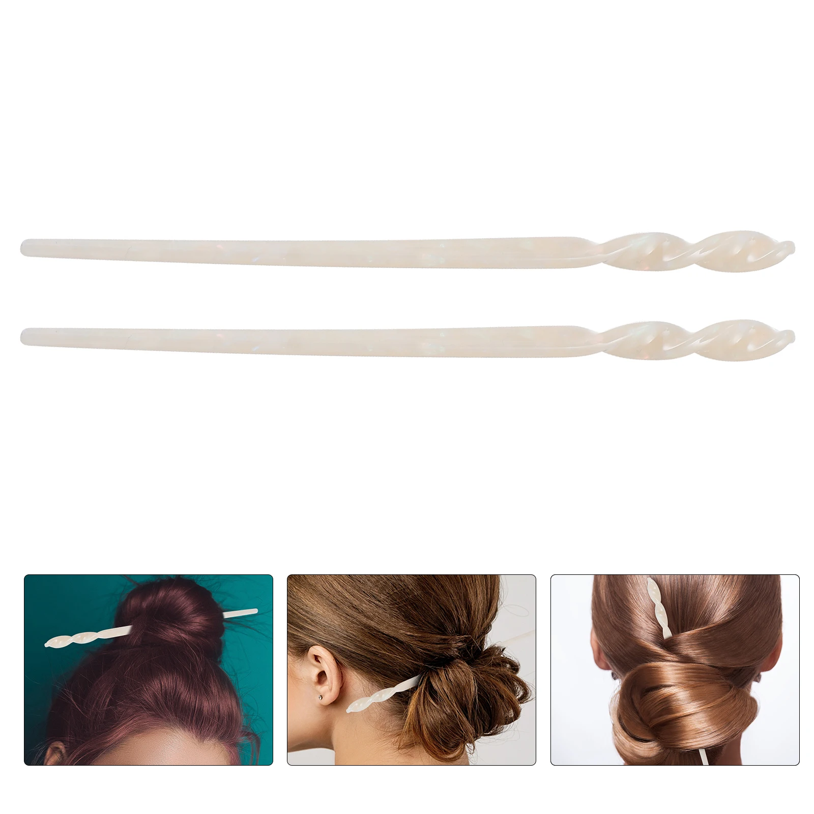 

2pcs Durable Updo Hairpin Decorative Hairpin Acetate Retro Design Bun Headdress Updo Hair Accessories Women Hairstyle