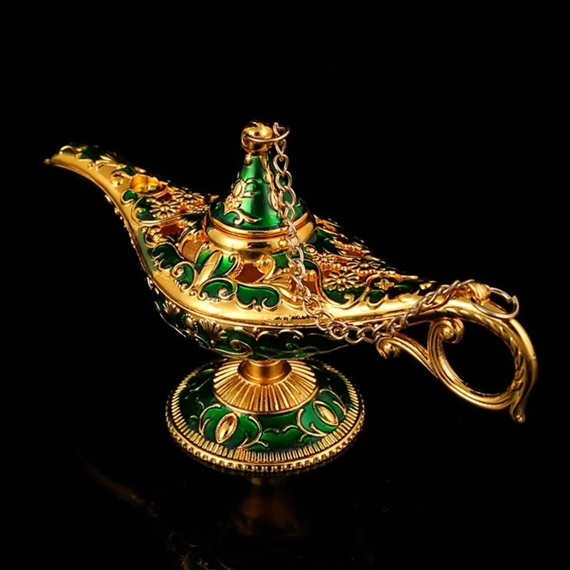 6cm Aladdin Magic Lamp Home Decor Ornaments Retro Light Luxury Small Gifts European Metal Crafts Banquet Festival Decoration