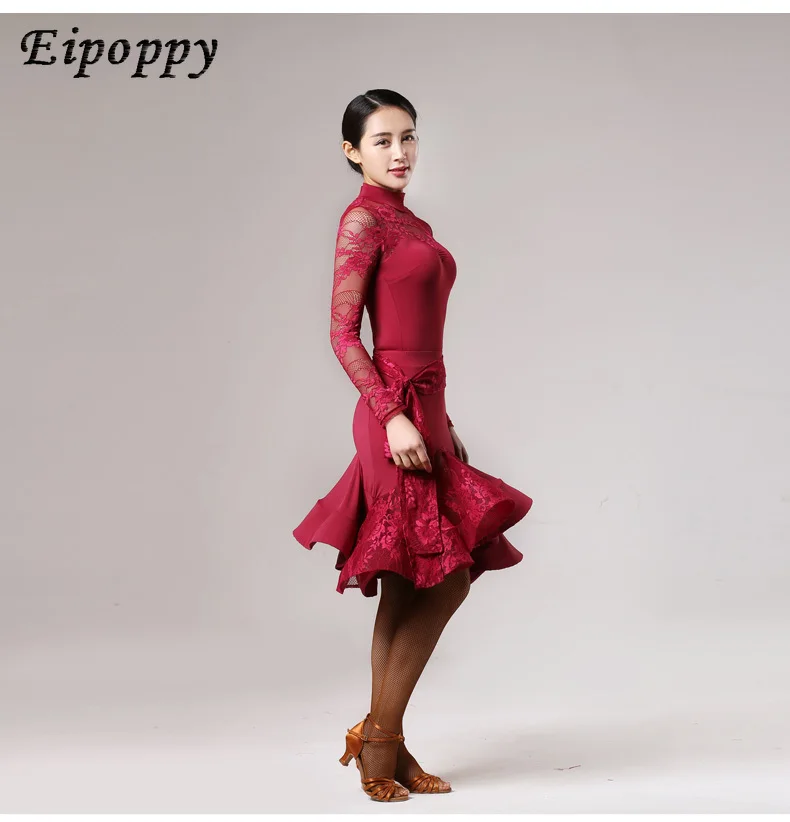 レースロンダンスウェア、長袖、全国標準ダンスウェア、モダンな練習用トップス