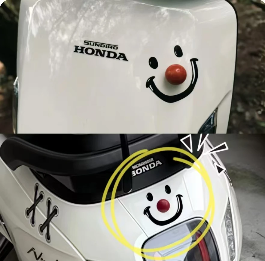 

Motorcycle Decoration: 3D Clown Nose Emoji Sticker Contemporary Style Dopamine Smile Ball Lifter, Round Shape