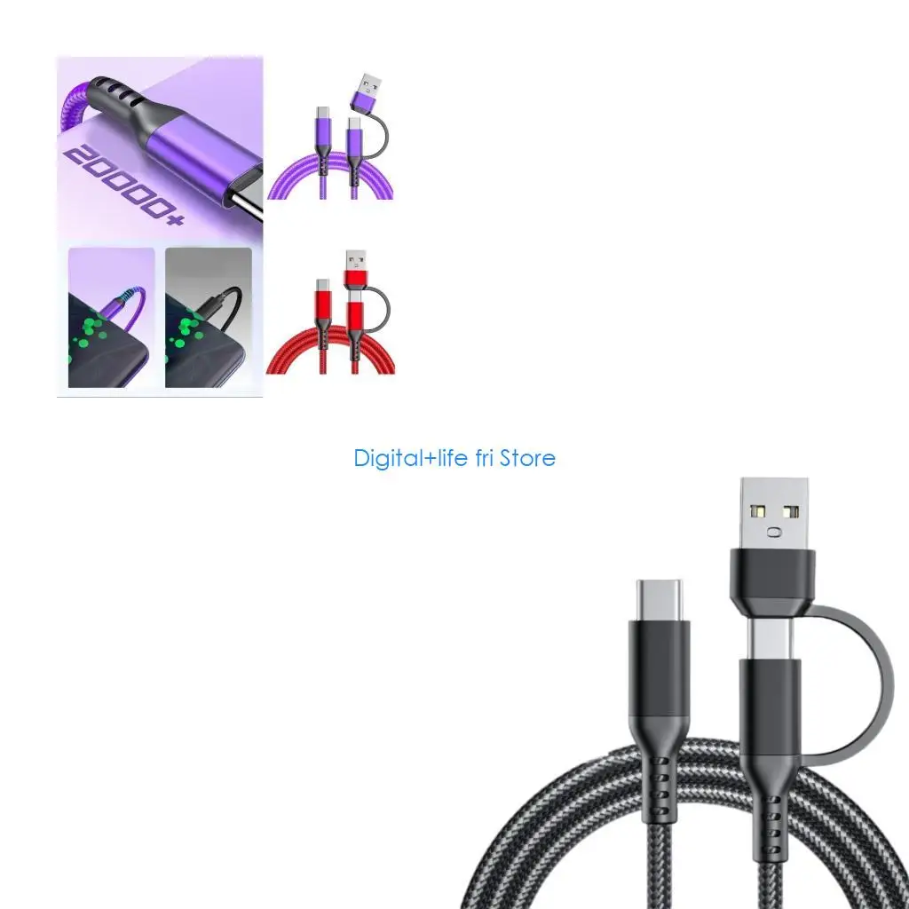 E06D Type C/USB Cable Line Nylon Braided Design USB C Phone Charging Cord