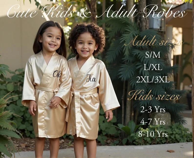 Vestaglia kimono da damigella d'onore in raso personalizzato Vestaglia da damigella d'onore Vestaglie da damigella d'onore in morbido raso e vestaglie personalizzate per matrimoni/spedate di addio al nubilato