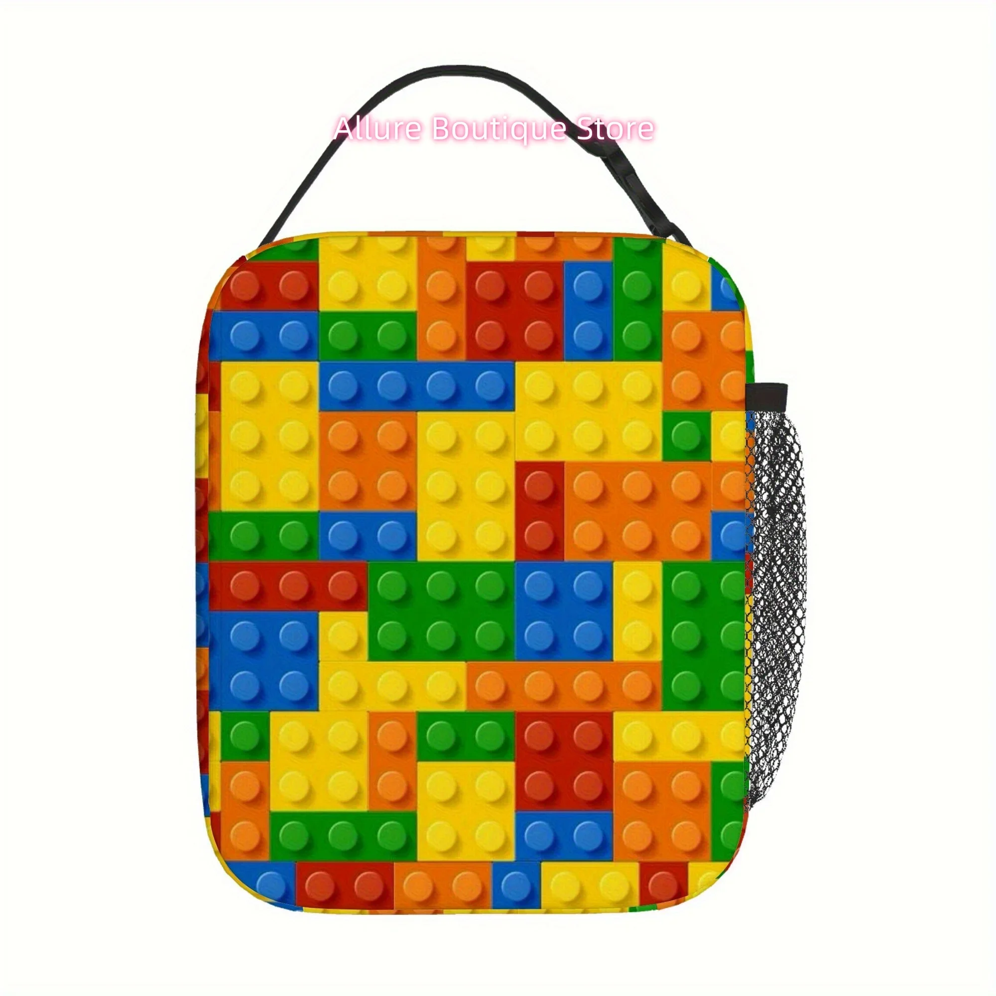 1pc Thermal Insulated Bag with Building Blocks Design - Thermal Insulation for Hot/Cold Food & Drinks, Non-Food Contact Thermal