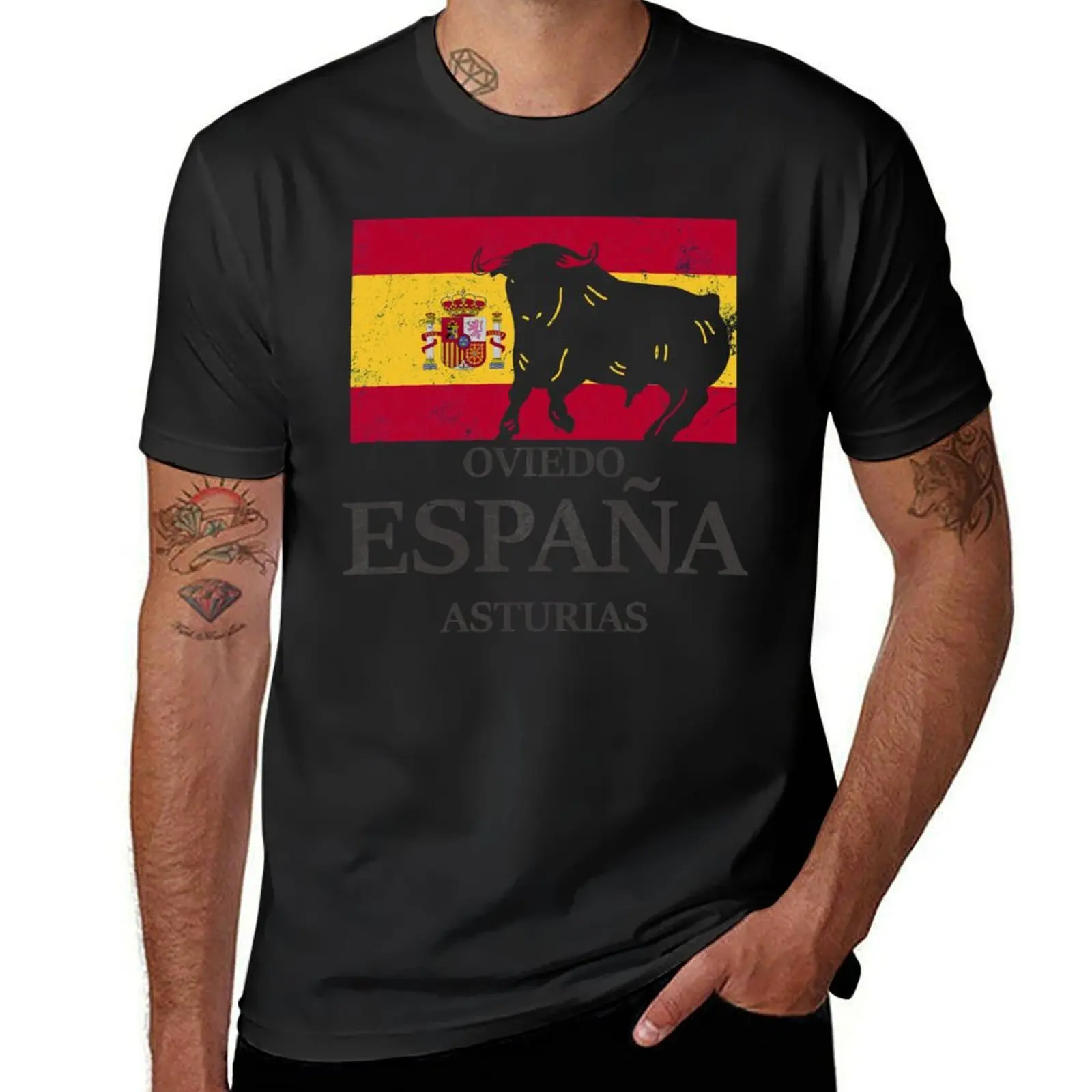 Spain Oviedo Asturias holiday bull flag T-Shirt animal prinfor boys sublime sweat big and tall t shirts for men