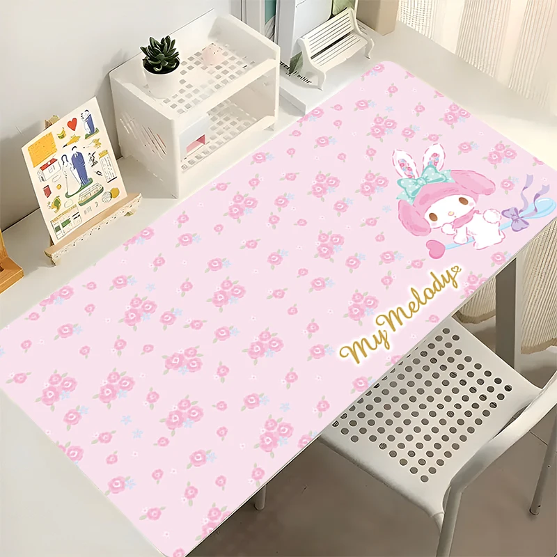 90 x 40 cm großes Mauspad, My Melody Lockedge, großes Gaming-Zubehör, Computer-Gamer-Tastatur, Mauspad, Schreibtisch-Mauspad mit festem Rand, als Geschenk