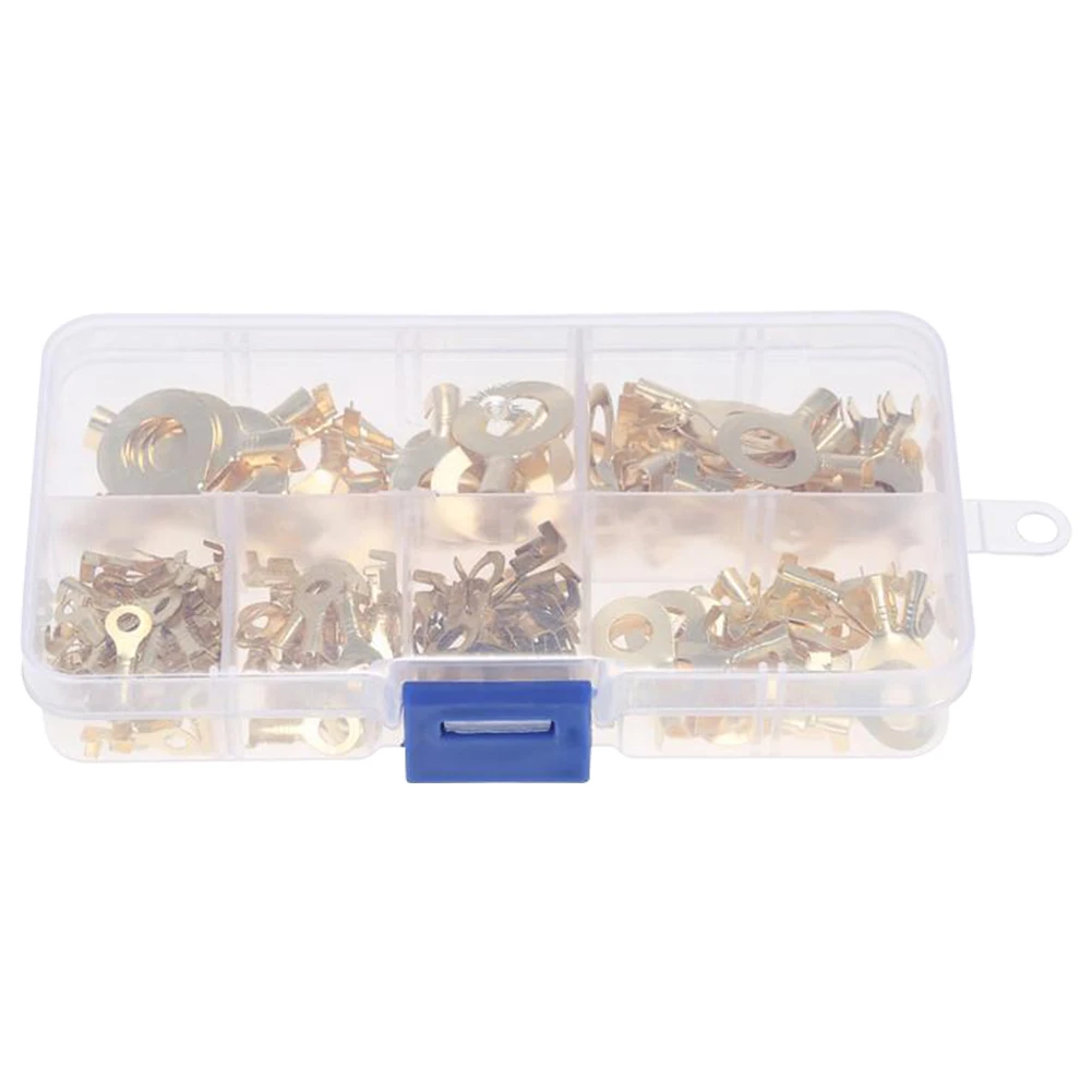 150PCS O-Type Terminal Connector Kit Copper M3/M4/M5/M6/M8/M10 O-Ring Cold Pressed Terminal Non-insulated for Connecting Wires