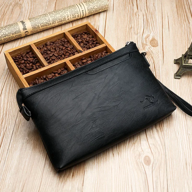 Men Wallet Clutch Bag Leather Coin Purse Large Capacity Envelope Long Wallet Business Men Handbag For Phone Card Holder Key Bag