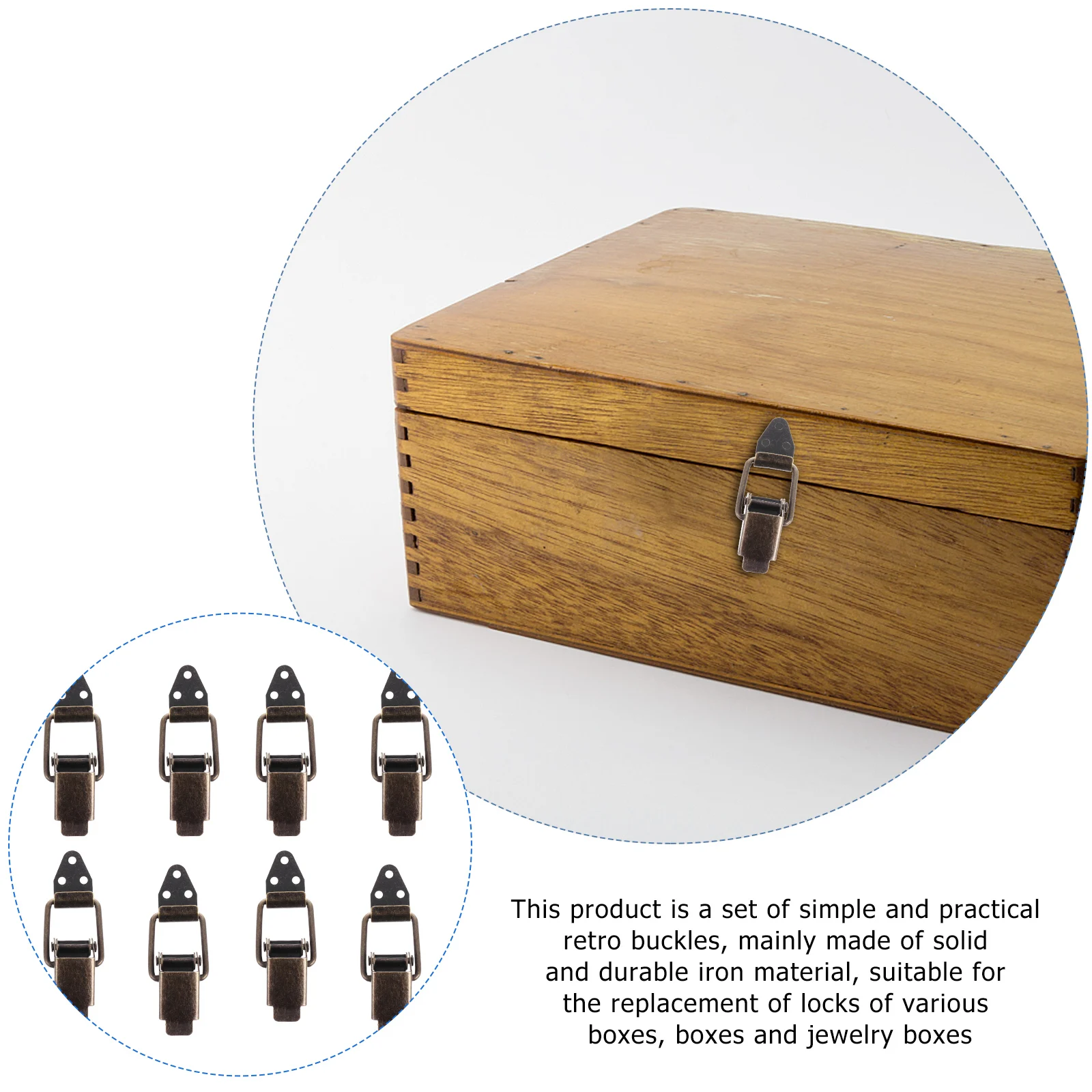 12pcs Spring Loaded Toggle Latch Iron Hasp Chests Rope Lock Padlock Retro Color Jewelry Boxes Durable Replacement