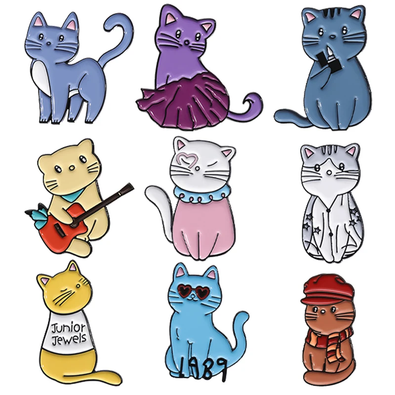 Funny Music Cat Enamel Pins Pop Singer Kitten Brooches Lapel Badge Backpack Clothes Animal Decorative Accessories Gift Wholesale