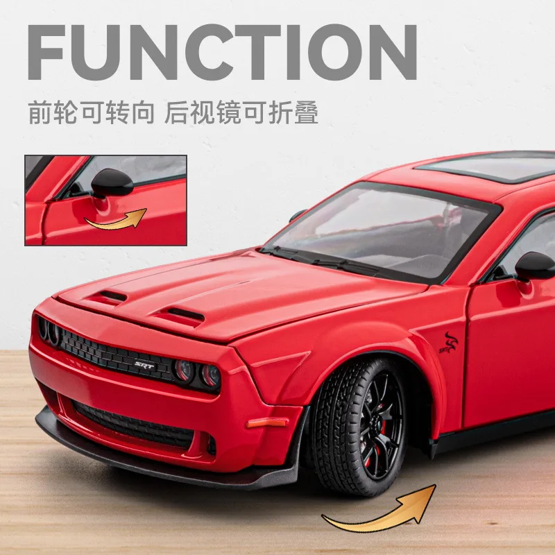 1: 24 Dodge Hell Cat Alloy Car Models, Echo Sound and Light Toys, Sports Cars, Children\'s Collection Gifts