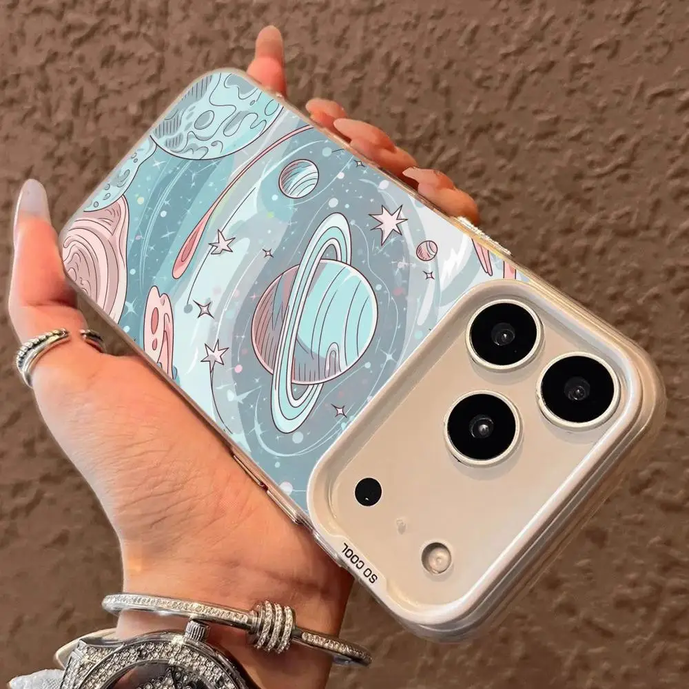 Чехол для телефона с рисунком синей планеты для iPhone 17, 16, 15, 14, 13, 12, 11 Pro/Max/Plus, противоударная задняя крышка с защитой от отпечатков пальцев