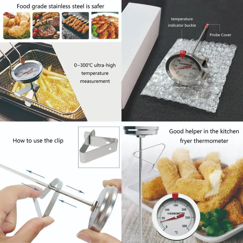 

E8BD Thermometer for Cooking Read Long Stem Stainless Steel Kitchen Tool