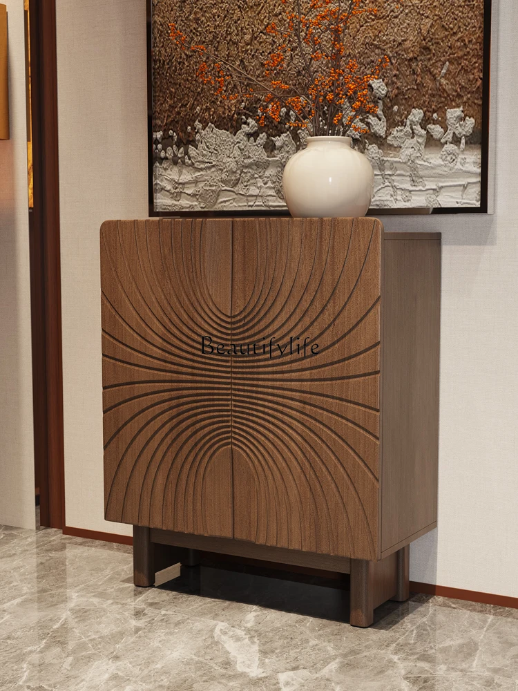 * Armoire d'entrée en bois massif, lumière de luxe, décoration d'entrée, rangement de salon, armoire latérale de rangement multifonctionnelle