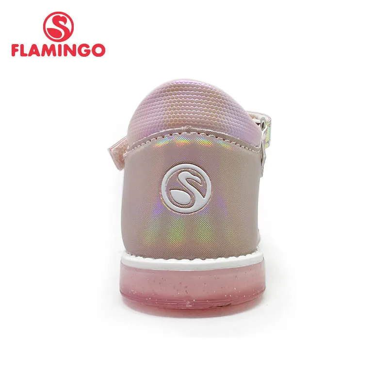 FLAMINGO-Sandálias Planas de Gancho e Loop para Meninas, Design Arqueado, Chlid, Sapatos Casuais para Princesas, Tamanho 23-29, 221S-Z6-2743, 2744