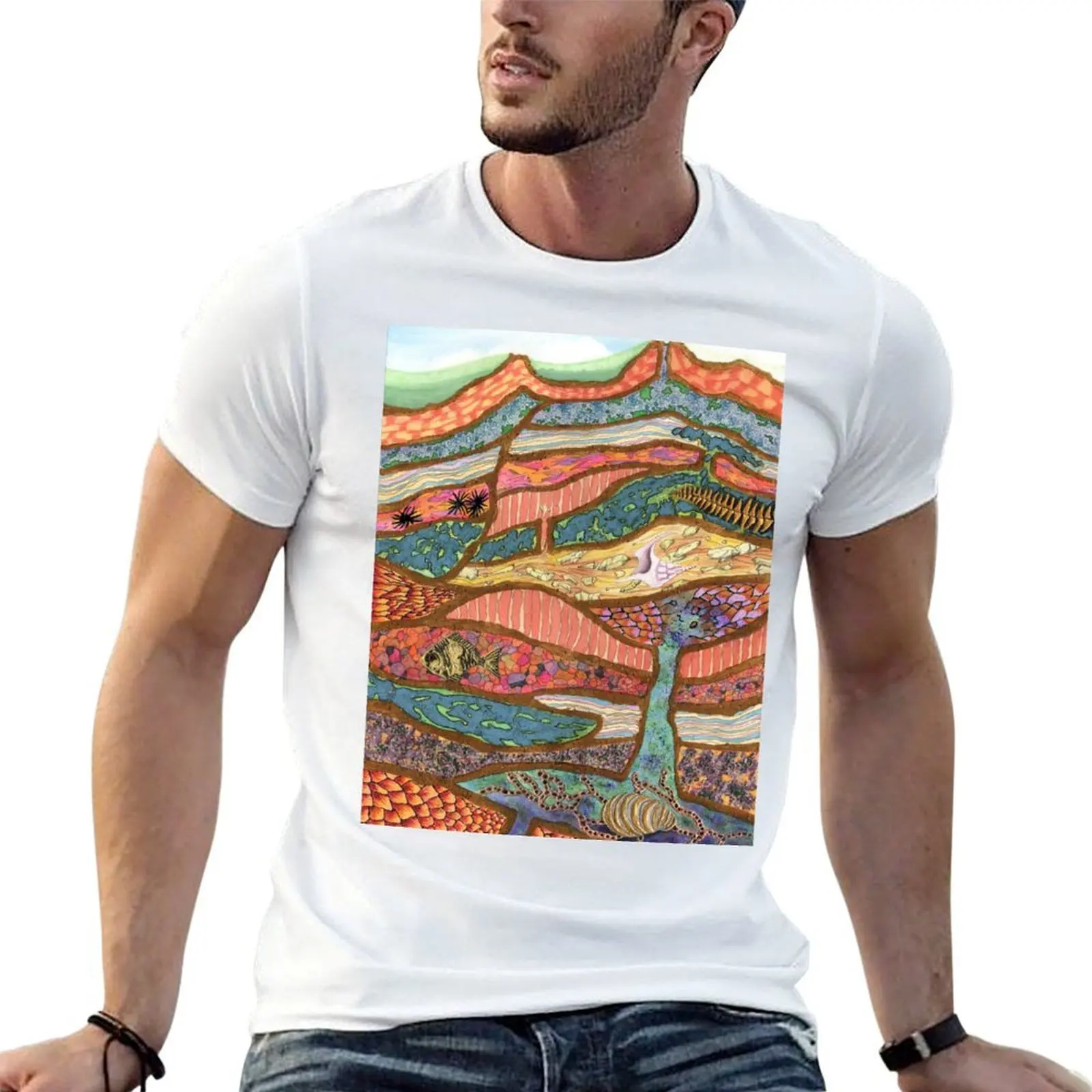 

Earth Moves (mixed media on paper) T-Shirt man t shirts for men casual mens graphic t shirts T-Shirt