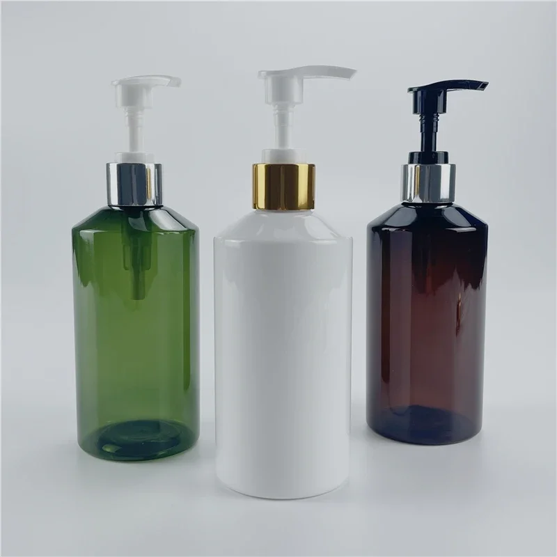 

White Brown Green 300ml X 20 Empty Anodized aluminum Lotion Pump Plastic Bottle Personal Care Shampoo Liquid Soap PET Containers