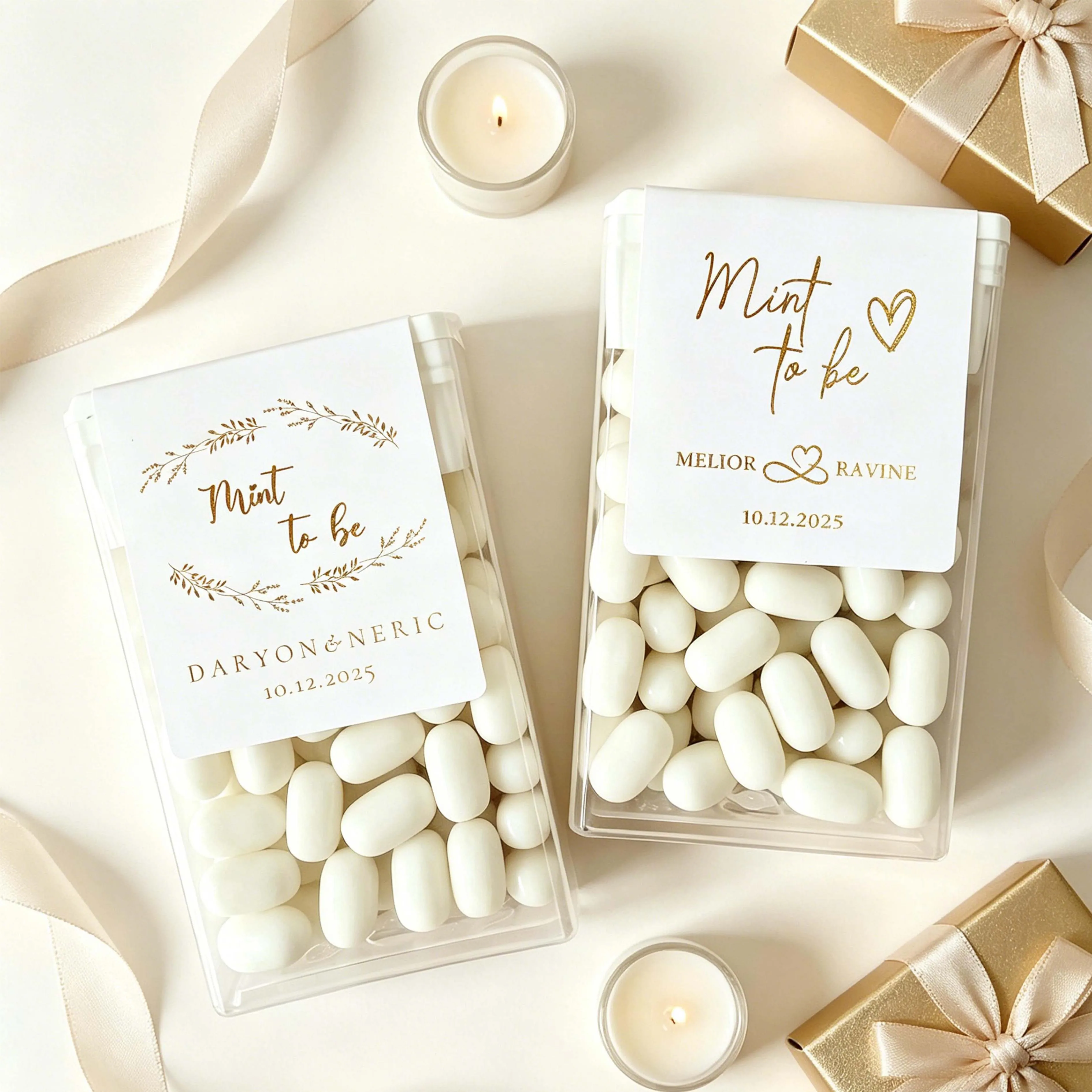 40pcs Personalized 'Mint to Be' Gold Foil Wedding Stickers,Custom Mint Stickers,Creative Decoration for Anniversary Return Gifts