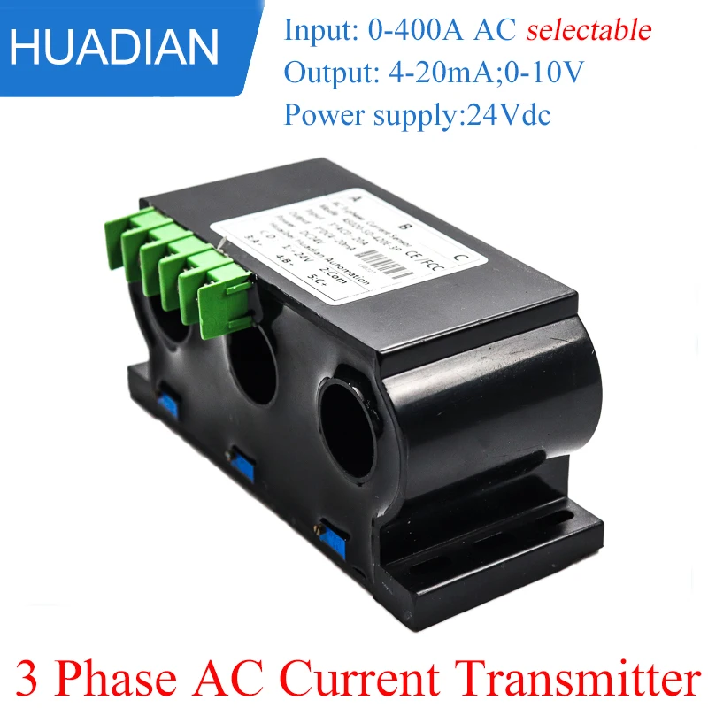 400a digital ac split core 3 phase current transmitter transducer with 4-20ma output 