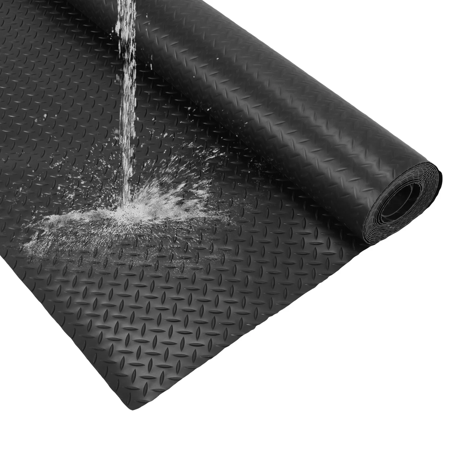 

7.9x21/32.8 FT Garage Mat 2.5mm Garage Shop Parking Mat Diamond Plate PVC for Truck Trailer SUVs Van Golf Cart Motorcycle