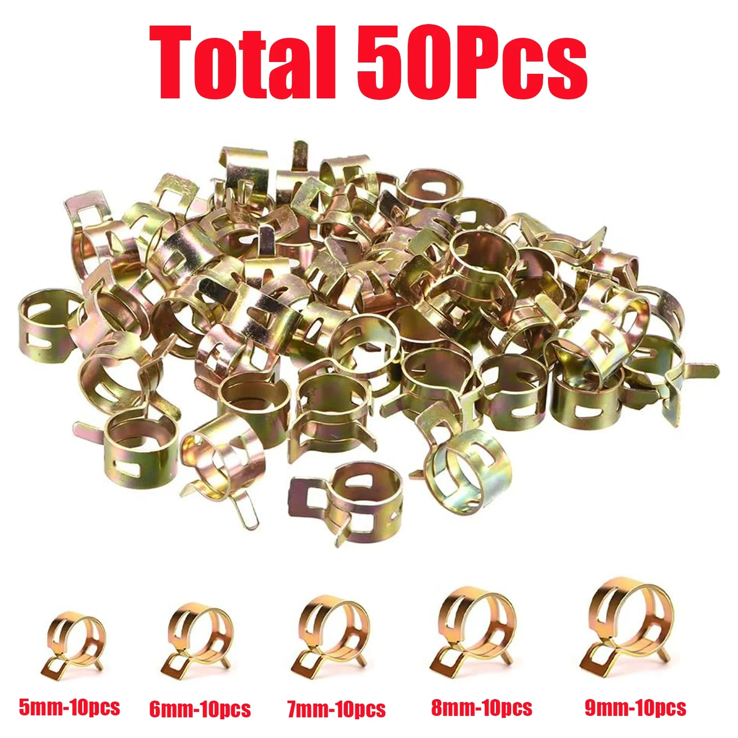 

50 Pcs Fastener 5mm 6mm 7mm 8mm 9mm Spring Clip Fuel Water Line Hose Pipe Air Tube Clamps Fuel Water Tube Clamps Fastener